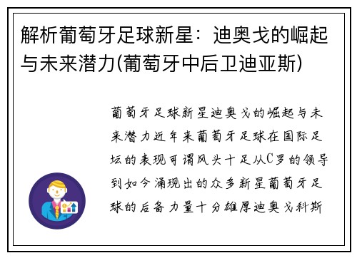 解析葡萄牙足球新星：迪奥戈的崛起与未来潜力(葡萄牙中后卫迪亚斯)